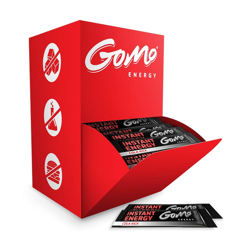 GoMo ENERGY - Polvo instantáneo de energía instantánea Cola Zero para vigilia, resistencia y concentración, bebida energética instantánea superfuerte, sin azúcar, con cafeína, vitaminas B y taurina