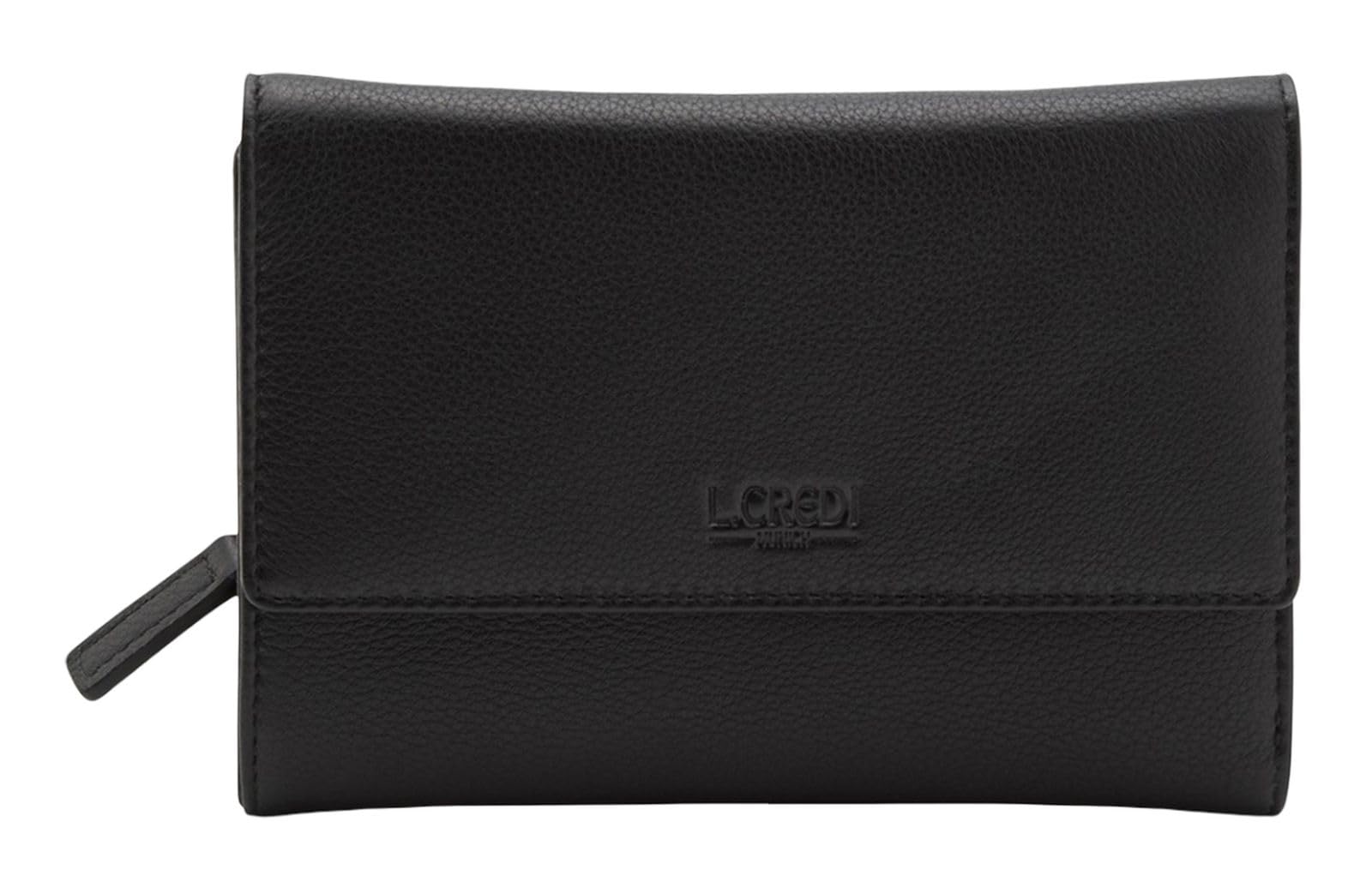 L.Credi Pelle portafoglio Evelyn Flap Wallet Black nero