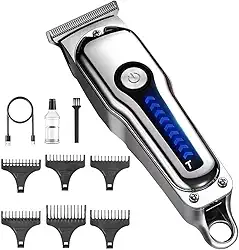 Máquina de Cortar Cabelo Profissional para Homens, Barbeador Elétrico Sem Fio Recarregável USB-C, 6 Pentes, 2 Velocidades, À Prova D'Água - Ideal para Degradê, Careca, Barba, Uso Doméstico e Barbearia