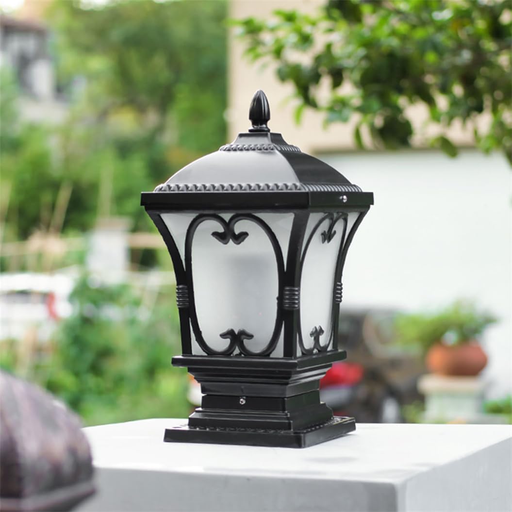 HCIPJQY Industrial Black Outdoor Post Lights Fixture Vintage Patio Lawn Column Lamp with Pier Mount Base Garden Patio Yard Pedestal Light Aluminum