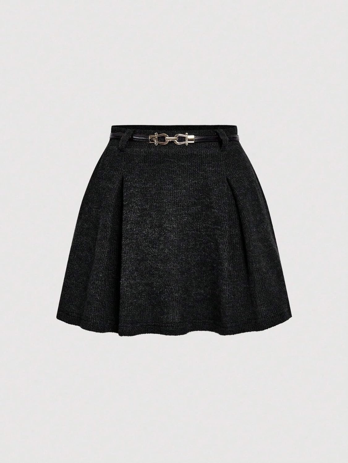 High Waist A-Line Flared Skirt for Women with Belt Casual Mini Pleated Knitted Skort