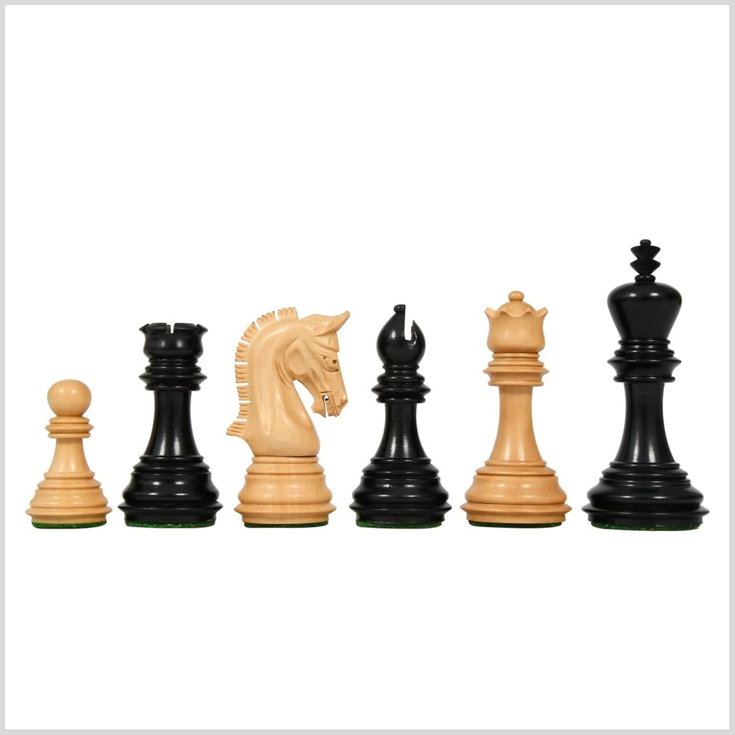 Hastha Kalalu 3.8" Imperial Design Staunton Series Luxury Chess Pieces Only Set - Weighted Ebony Wood and Box Wood | Handcarved Chess Pieces with Extra Queens