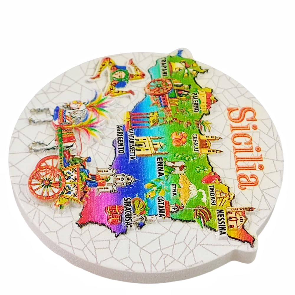Sicilia Italia Resina 3D Forte Magnete Frigo Souvenir Regalo Turistico Magnete Cinese Fatto A Mano Artigianale (ovale