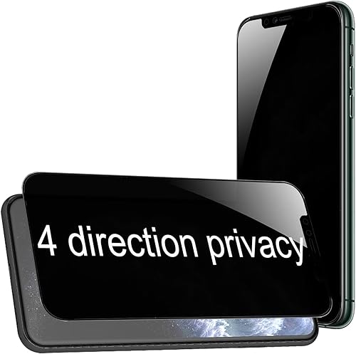 Paquete de 2 vidrios templados de privacidad de 360 grados para iPhone XiPhone XSiPhone 11 Pro Anti-espía 4 direcciones Protector de pantalla 4