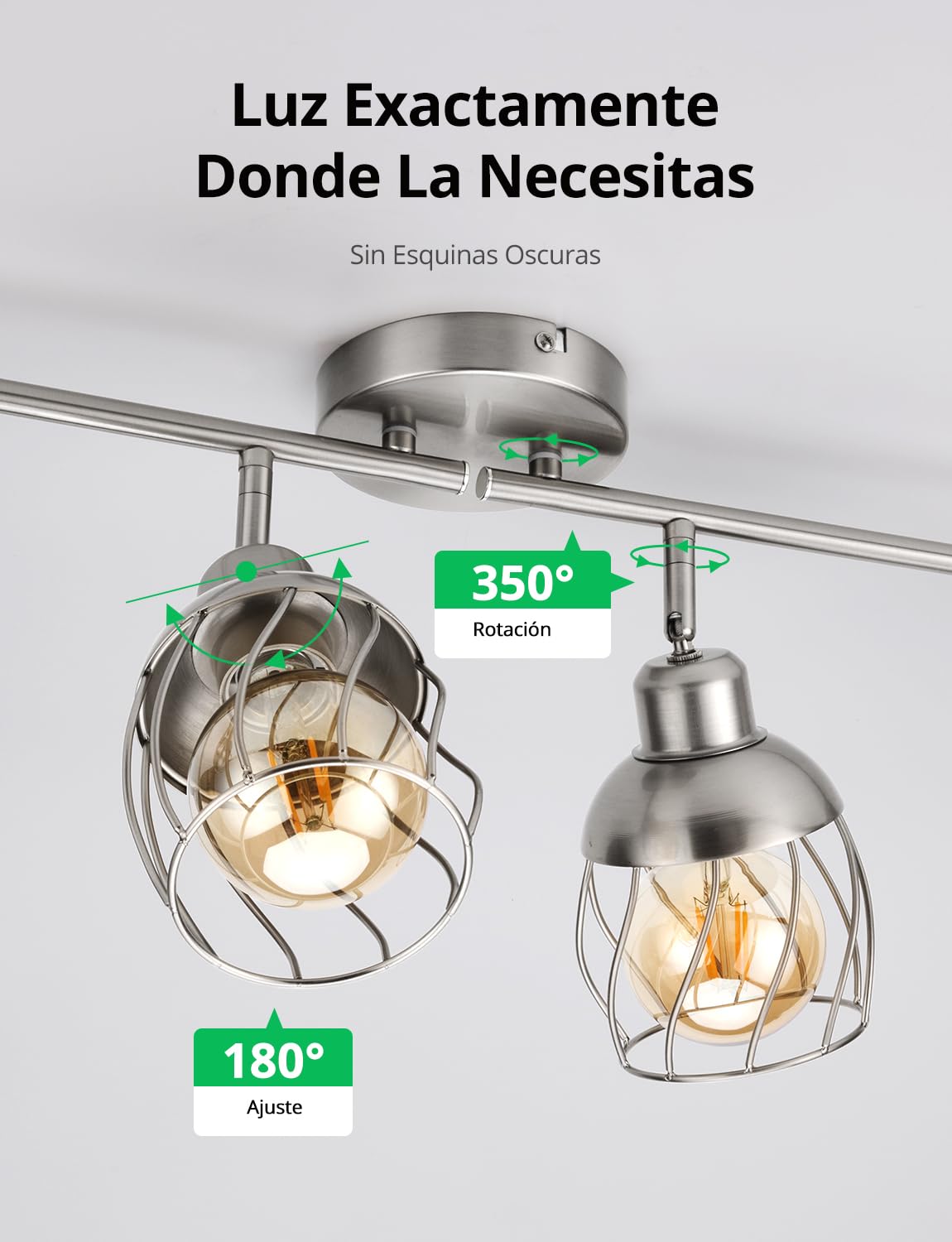 Bojim Lamparas Colgantes Salon de Techo Jaula 4 Luces Candeeiro Suspenso Dormitorio, Lampara Colgante Metal Focos Estilo Industrial Níquel para Cocina Pasillo (Sin Bombilla)