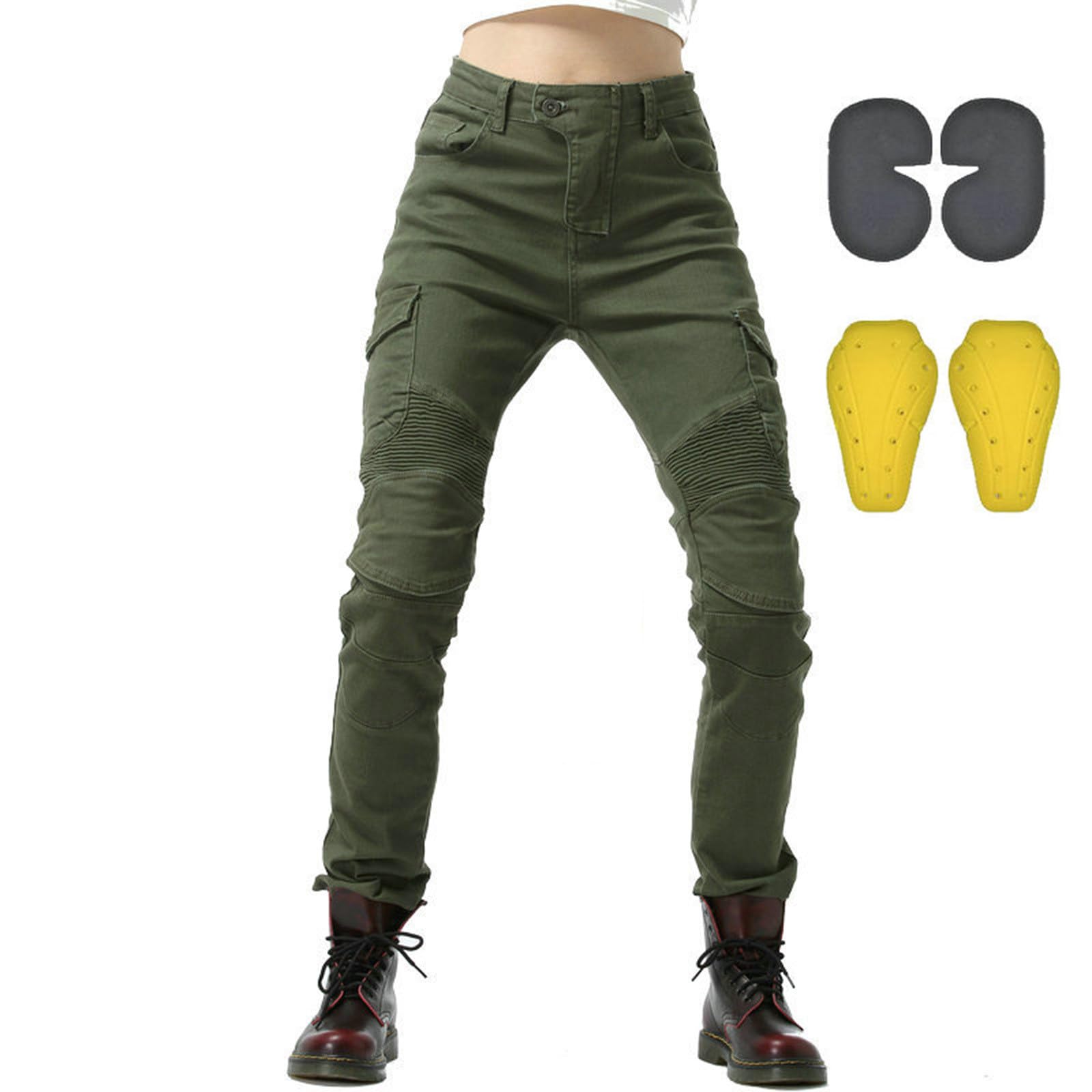 Vaqueros de moto para mujer, pantalones vaqueros skinny de verano, con protecciones para rodillas y caderas, elásticos, ajustados, de mezclilla, para motociclista, hotpants, fiestas