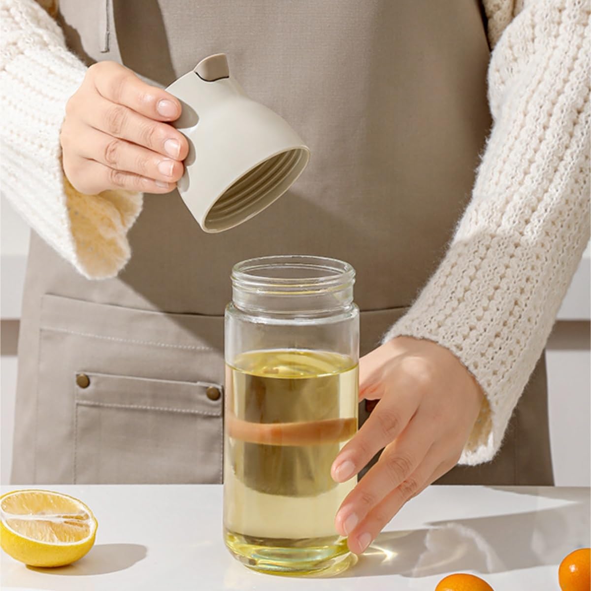 Dispenser per Salsa di Soia Set Da 2 Pezzi Di Bottiglie Di Vetro For Condimento Di Aceto E Salsa Di Soia Senza Olio Contenitore Dell'olio