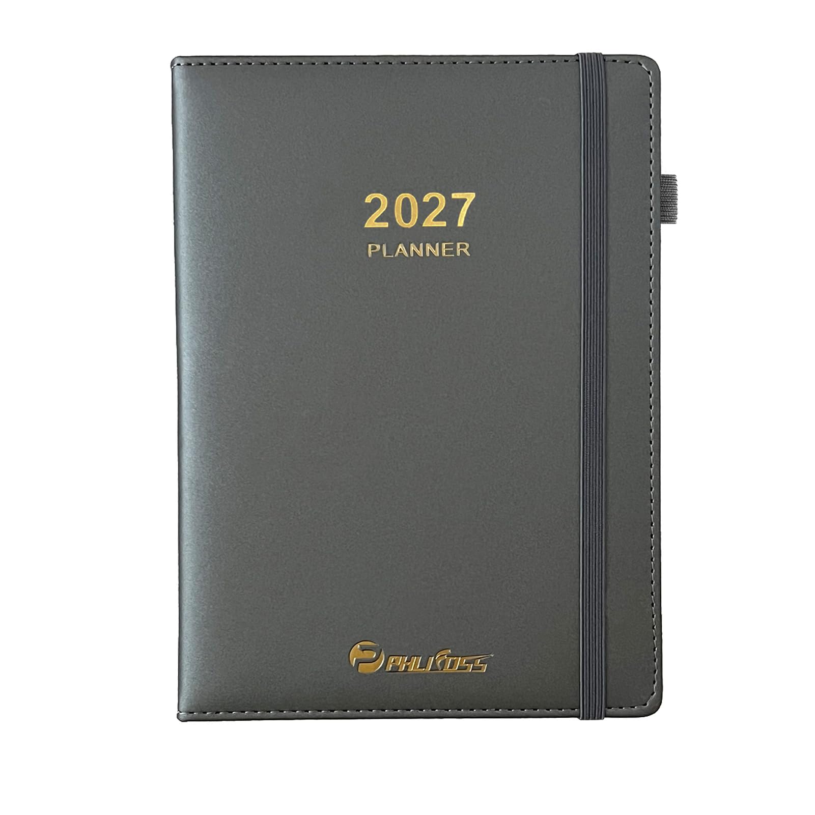 Agenda diaria 2027/agenda de citas, una página por día, enero a diciembre de 2027, calendario anual diario mensual con calendario por hora y pestañas mensuales, agenda de 5.7 x 8.3 pulgadas (gris