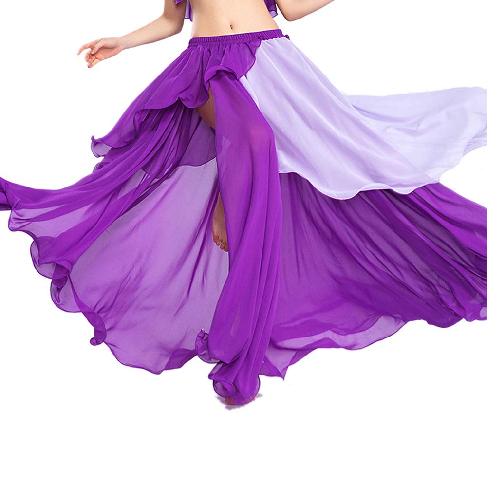 ROYAL SMEELA Bauchtanz Rock Damen Tanzkleidung Chiffon Großer Swing Rock Fashion Light Sexy Röcke Bauchtanz Performance Kostüm Kleidung Doppelte Farbe Rock