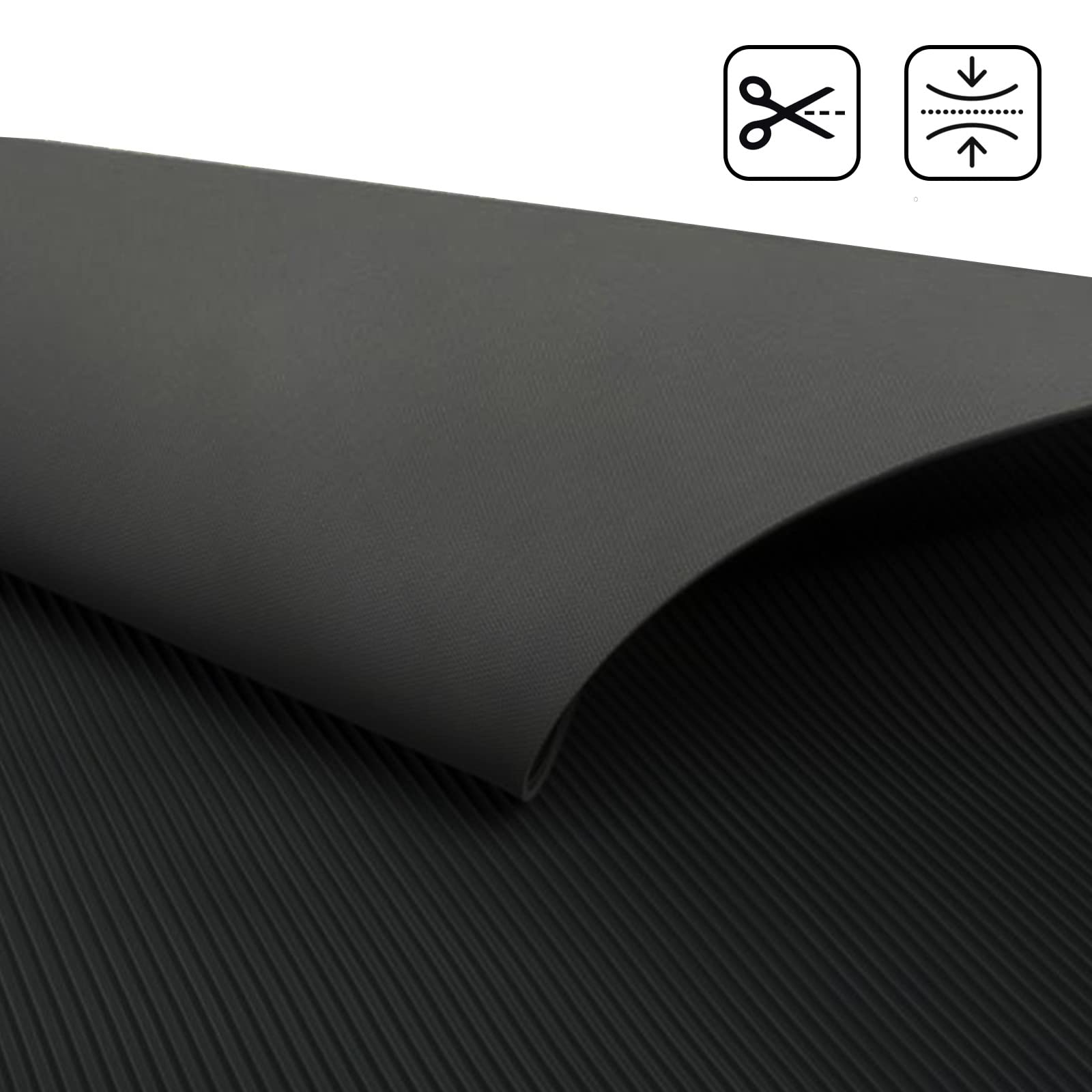 Floordirekt Mata gumowa, mata z drobnymi rowkami, 3 mm, mata ochronna, antypoślizgowa, drobno prążkowana (czarna, 100 x 350 cm)