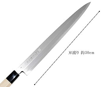 Amazon｜堺菊守 柳刃包丁 シルバー 刃渡り:約30cm 青鋼 柳刃 朴