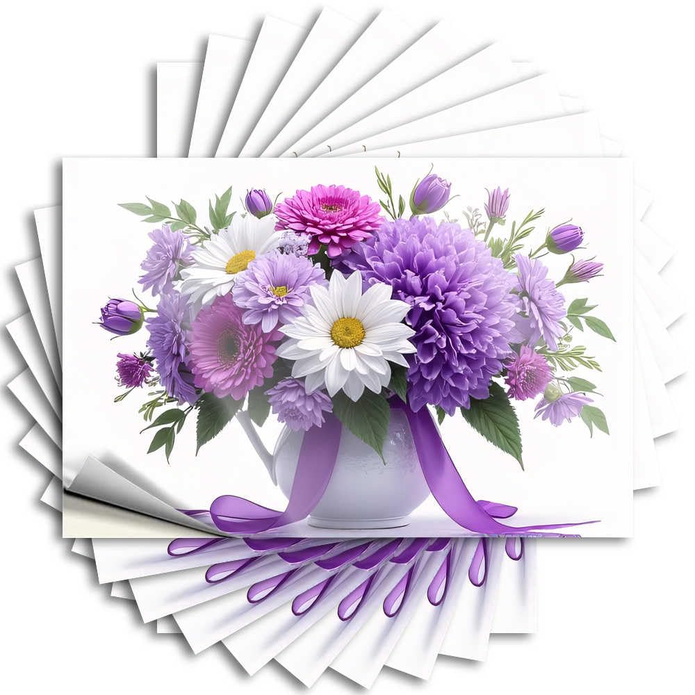 Sticker - Badass Cover Bouquet of Purple and White Flowers in A Vase for Alcohol Unique Home Decor(6X9CM)