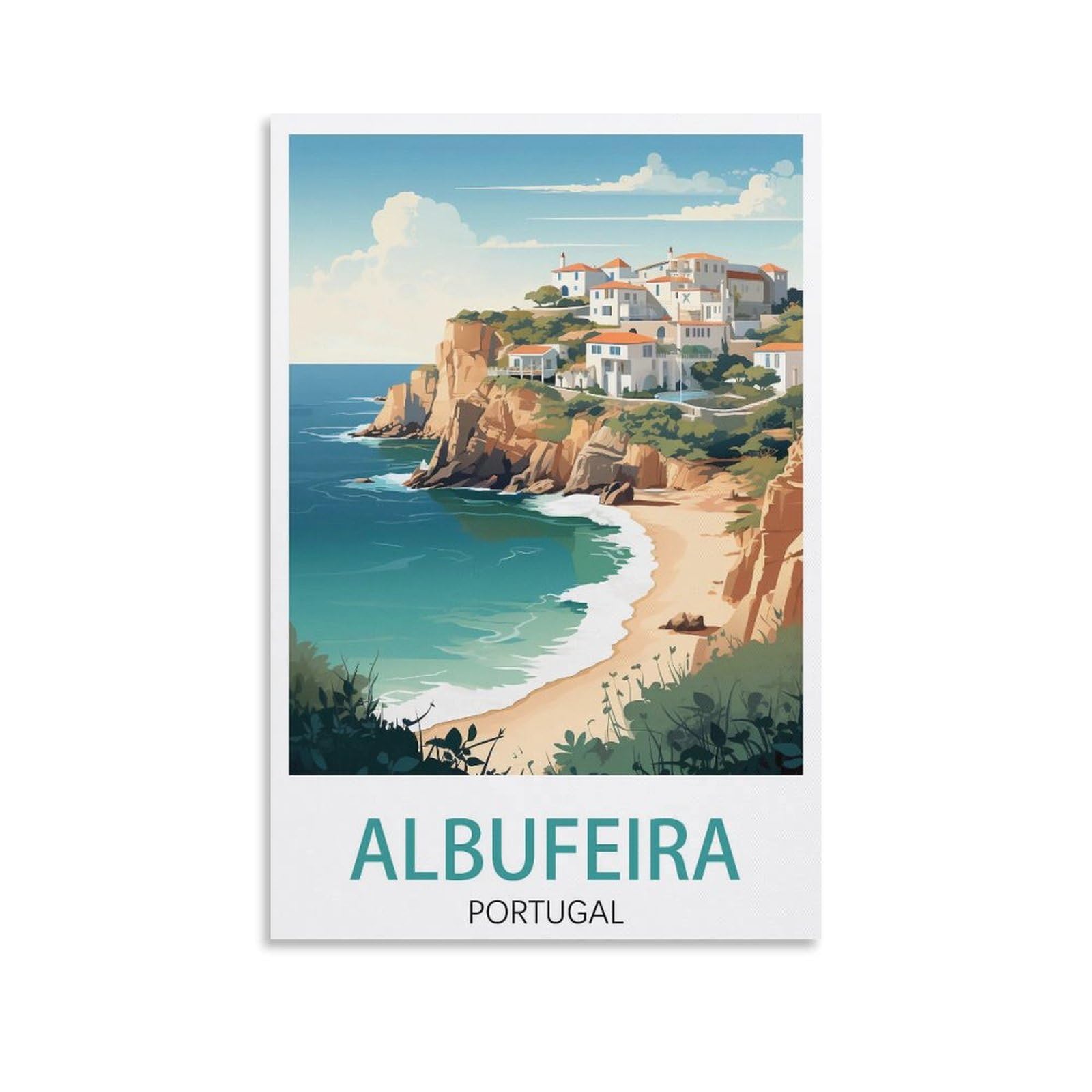 EZMLFA 5D Diamond Art Kits Adults,Albufeira Portugal,Round Dots Diamond DIY Kits Pictures for Wall Decor Home Office Decoration 50x60cm