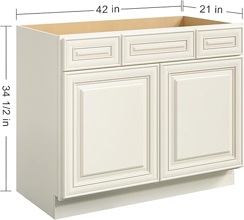 Miniatura 3 de ROOMTEC Armario con base de cajón de lavabo de baño montado de 42 pulgadas, almacenamiento de fregadero individual de gran capacidad con puertas de