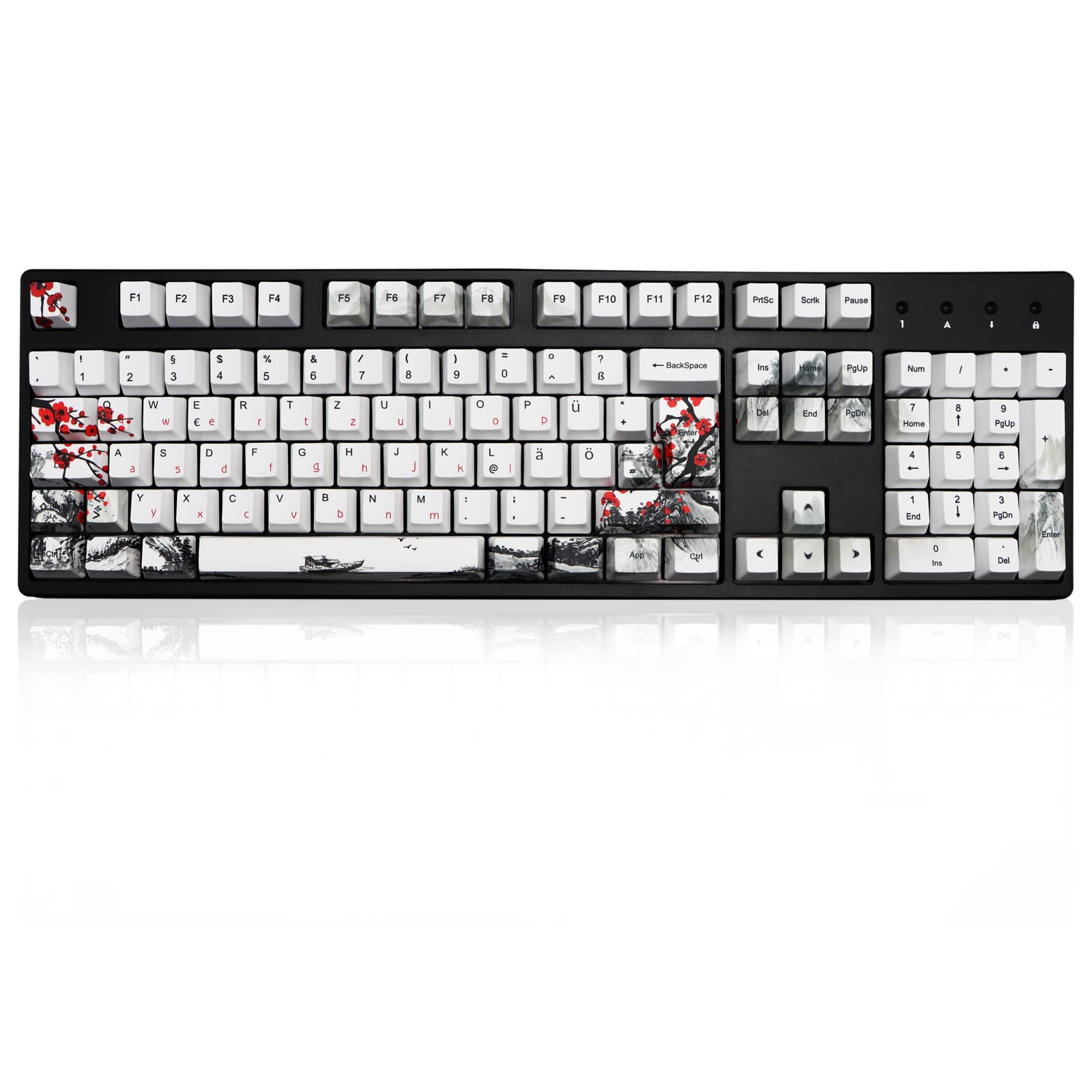 MOLGRIA Keycaps 111 Ensemble de Touches pour Clavier mécanique 62 105 109, PBT OEM avec extracteur de Touches pour Clavier Gateron Kailh Cherry MX Disposition ISO Deutscher (Fleur de Pruner)
