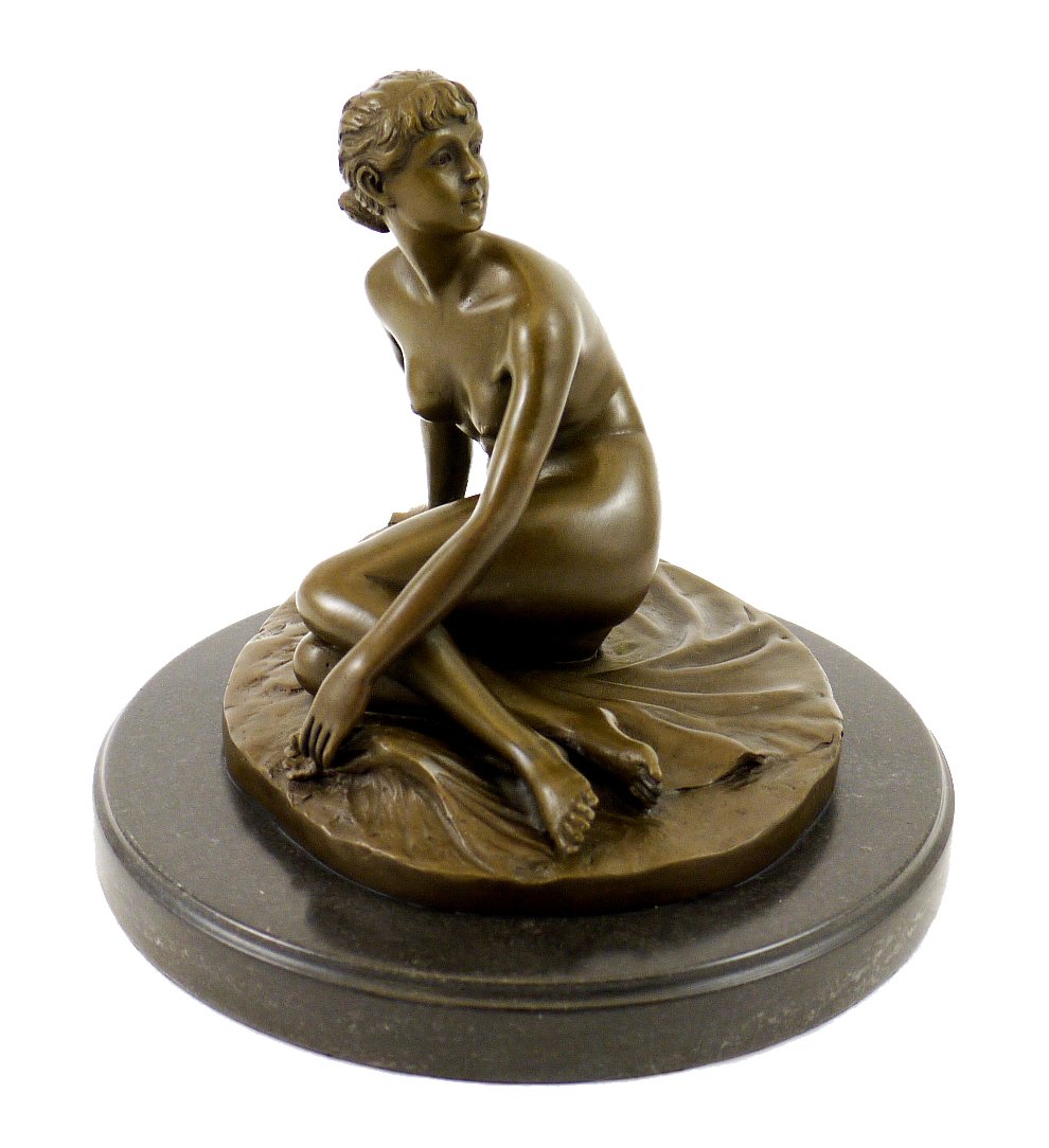 Kunst & Ambiente - Jugendstil Bronzefigur - Der Frühling (1891) - signiert - Peter Breuer Skulptur - Deko Figur - Wohndeko