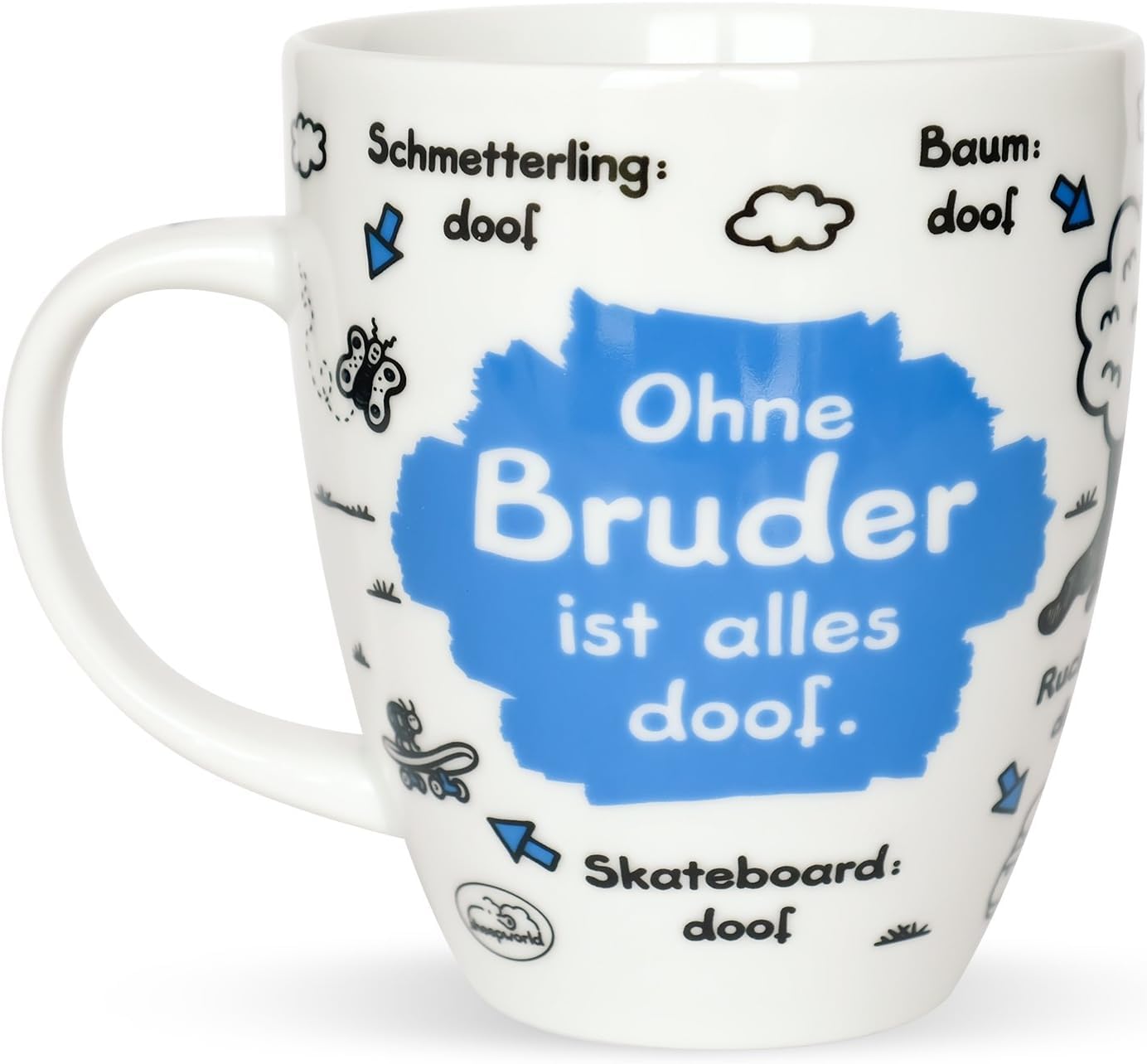 Sheepworld 45140 Mug Without Brother Is Everything Doof Porcelain 45 cl Coffee Cup Tea Cup with Saying