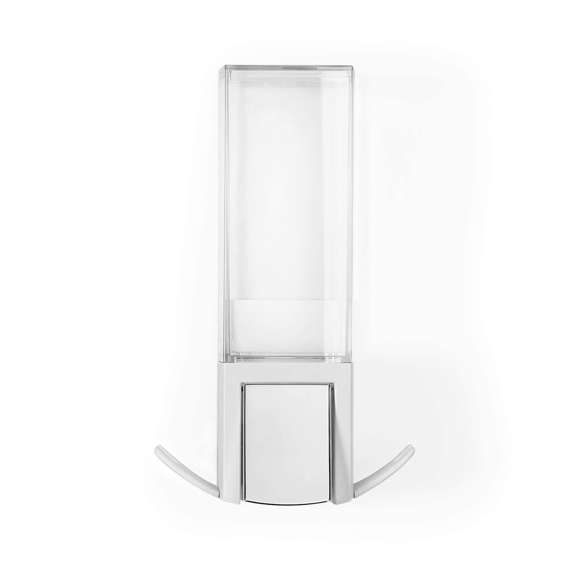 Compactor CLEVER Dosatore di Sapone Bianco, Senza Foratura, con Serbatoi Trasparenti e Ganci Laterali, 13x8.8x20.8cm
