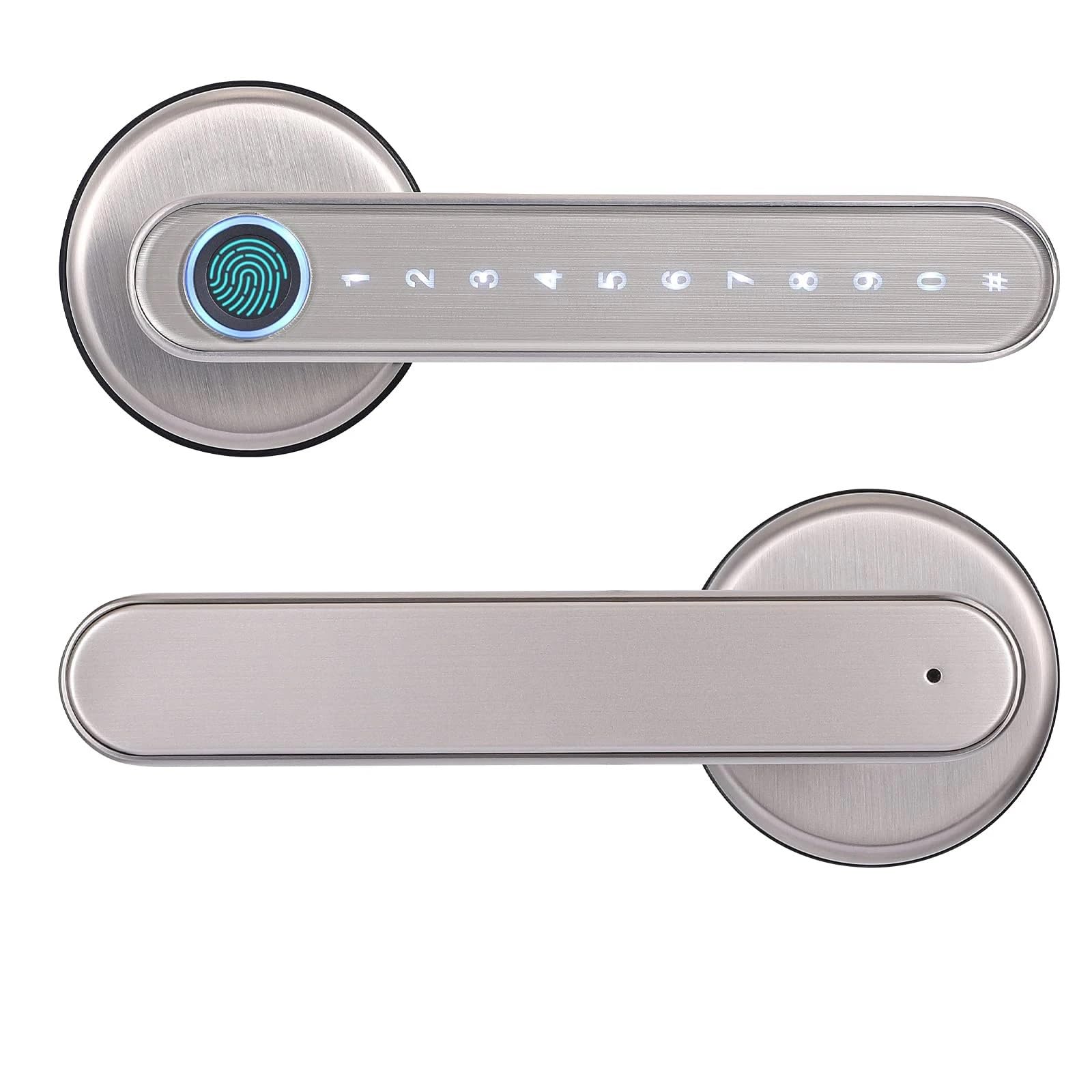 Bluetooth biometryczny zamek z użyciem linii papilarnych klucz złoty kolor aplikacji cyfrowy inteligentny do drzwi elektroniczny klamką, Łatwa instalacja samodzielnie(Silver)