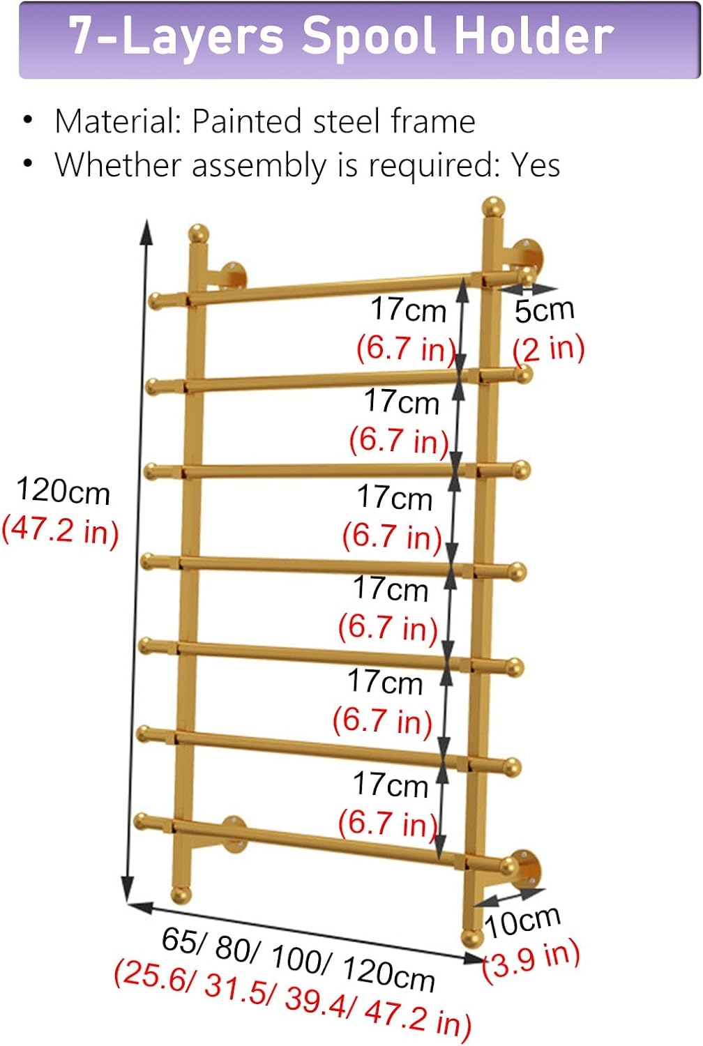 GTPBAO Metal Scarf Display Rack, Multipurpose Ribbon Holder for Home & Shop - Wall Shelf for Gift Wrapping, Height 120cm(Wide 70cm/27.6in)