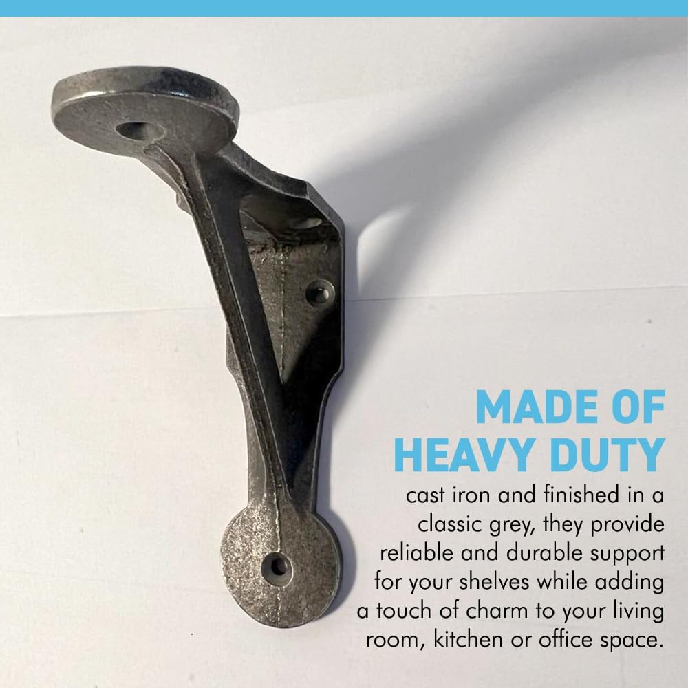 Gallows Penny END Shelf Brackets – 6 X 6 Inch Grey Cast Iron Heavy Duty Bracket for Shelves | Grey Shelf Bracket | Vintage Wall Shelf Bracket