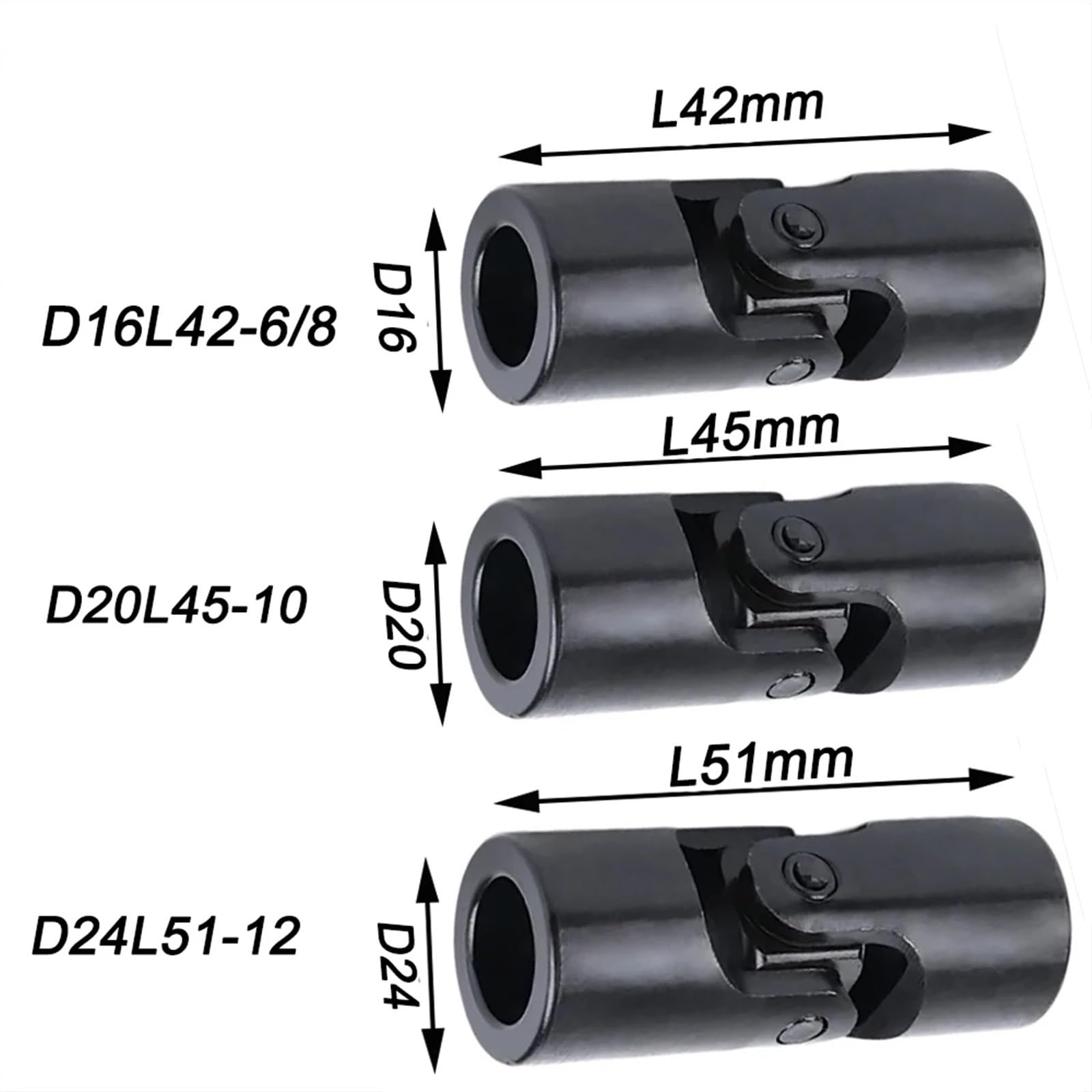 Acoplamiento de junta universal cruzada WSD, acoplador de eje de transmisión simple de 6-22 mm, 1 unidad(D25L45-10)