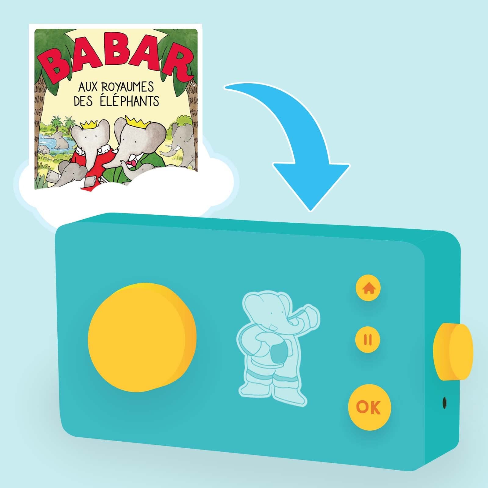 Lunii Babar aux royaumes des éléphants Livre Audio interactif français durée 1h27 dès 3 Ans