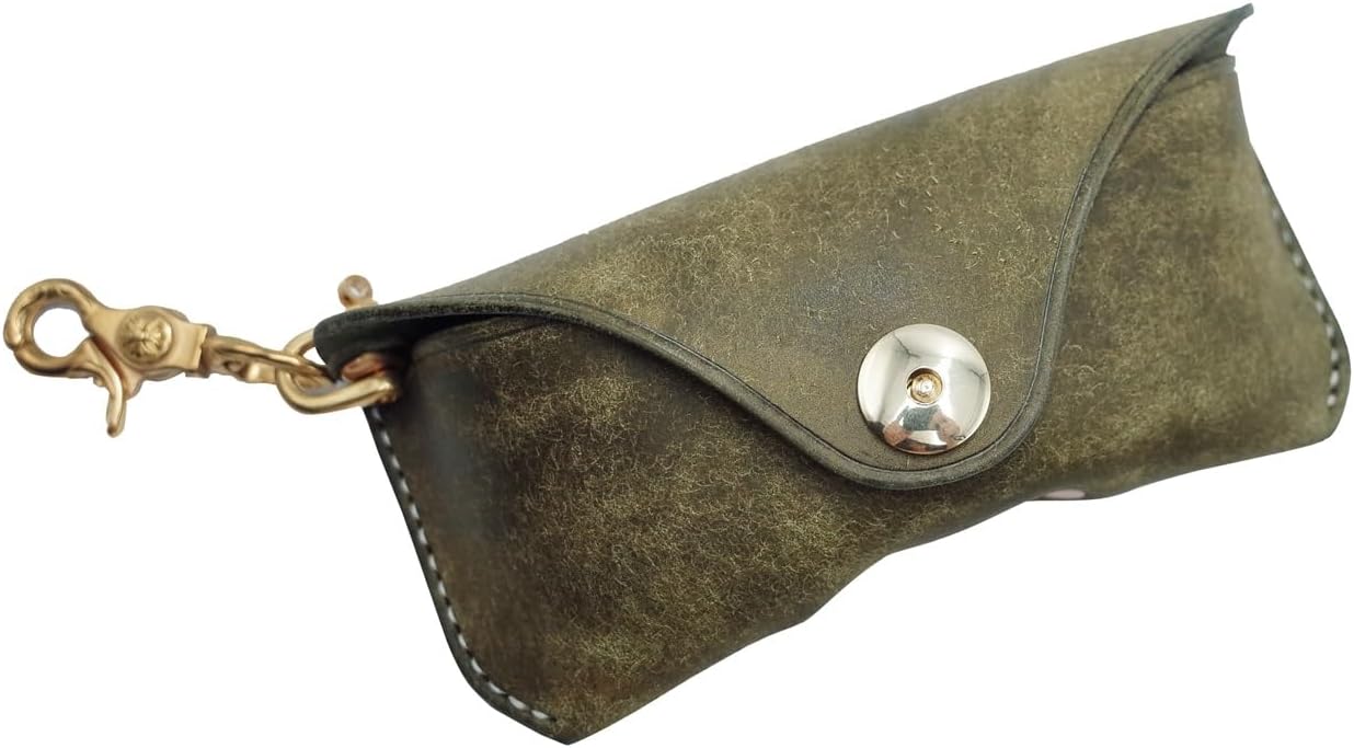 Leather Sunglass Case, Retro Handmade Glasses Case, Sunglasses Cases for Men Women, Sunglasses Pouch, Portable Eyeglass Case(Green)