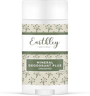 Earthley Wellness, Mineral Deodorant, All Natural Deodorant, Eliminates Scent, Promotes Lymphatic System Health, Improves Pit Health, Vegan, Aluminum Free (2.5oz, Unscented)