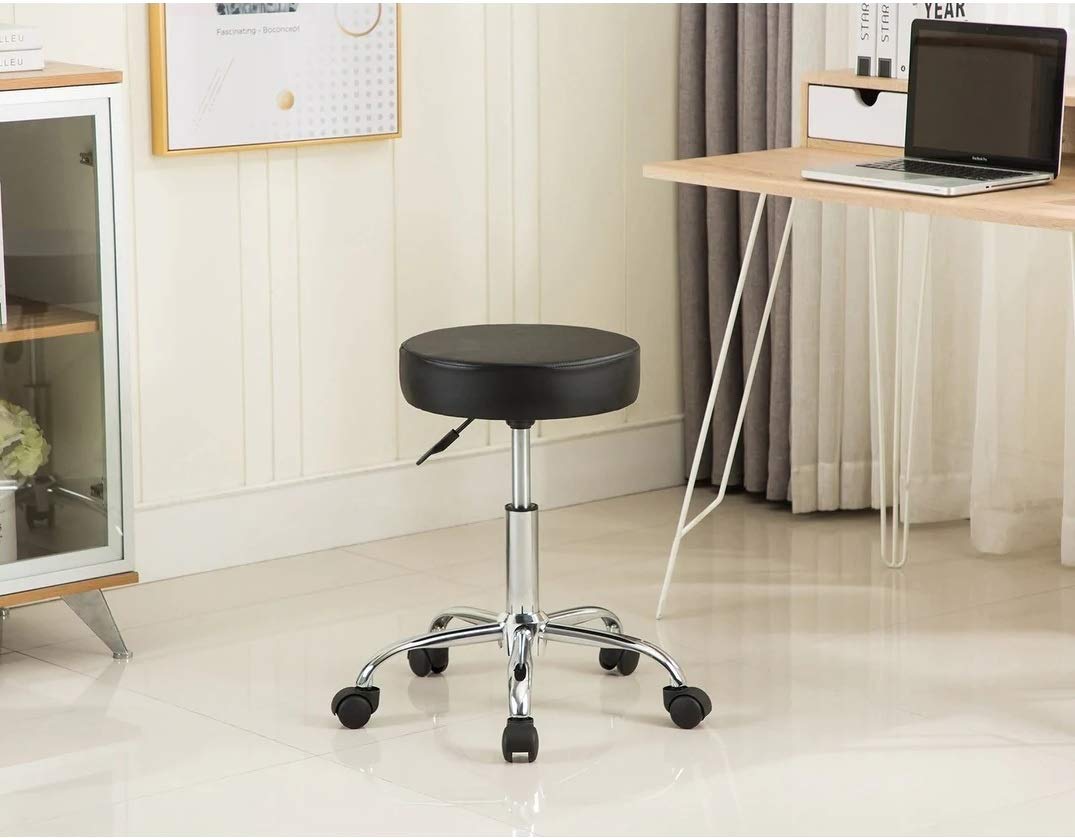 Bhumika Overseas Faux Leather Upholstery Height-Adjustable Swivel Standard Multipurpose Medical/Bar Stool (Black), 15.75 Inch-image-18