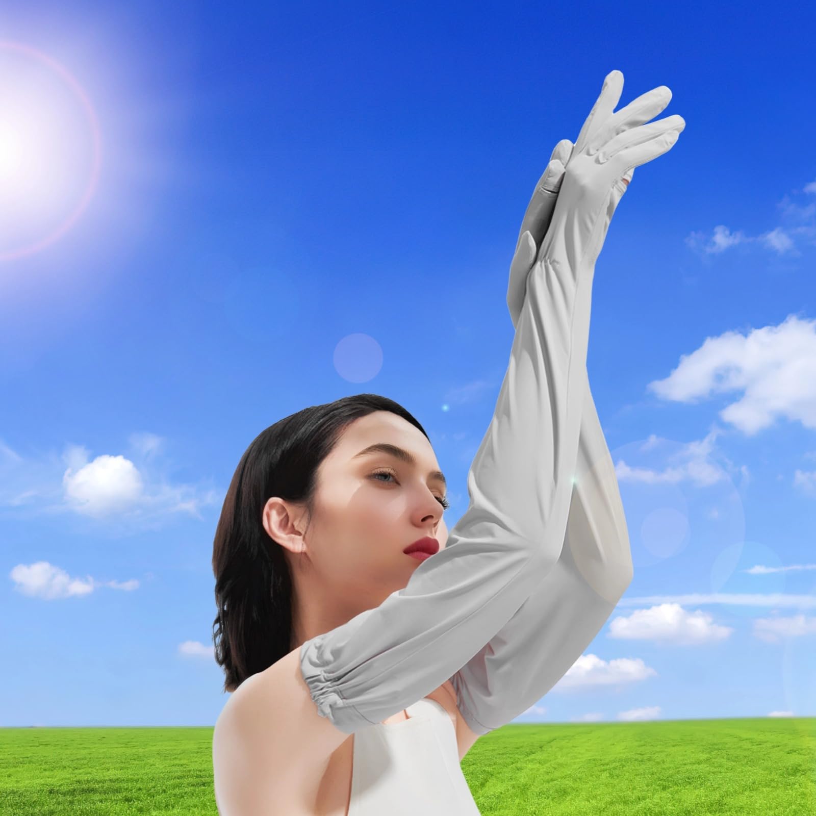 Armsleeves für Erwachsene, elastische Armstulpen mit griffiger Handfläche, atmungsaktive Ärmel für Outdoor-Sport, Radfahren und Laufen, verstellbar, weiches Nylonmaterial