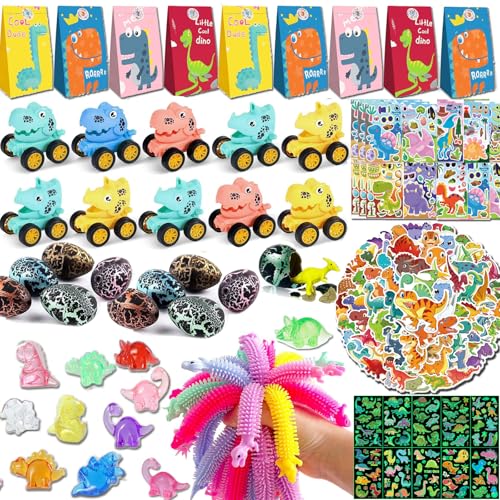 Dinosaur Party Favors For 10 Kids,140pcs Dinosaur Birthday Party Supplies,Dino Goodie Bags Stuffers,Boys Girls Goody Bags For Kids Birthday, Dino Party Favors Gift Bags,Dino Pinata Fillers Toys