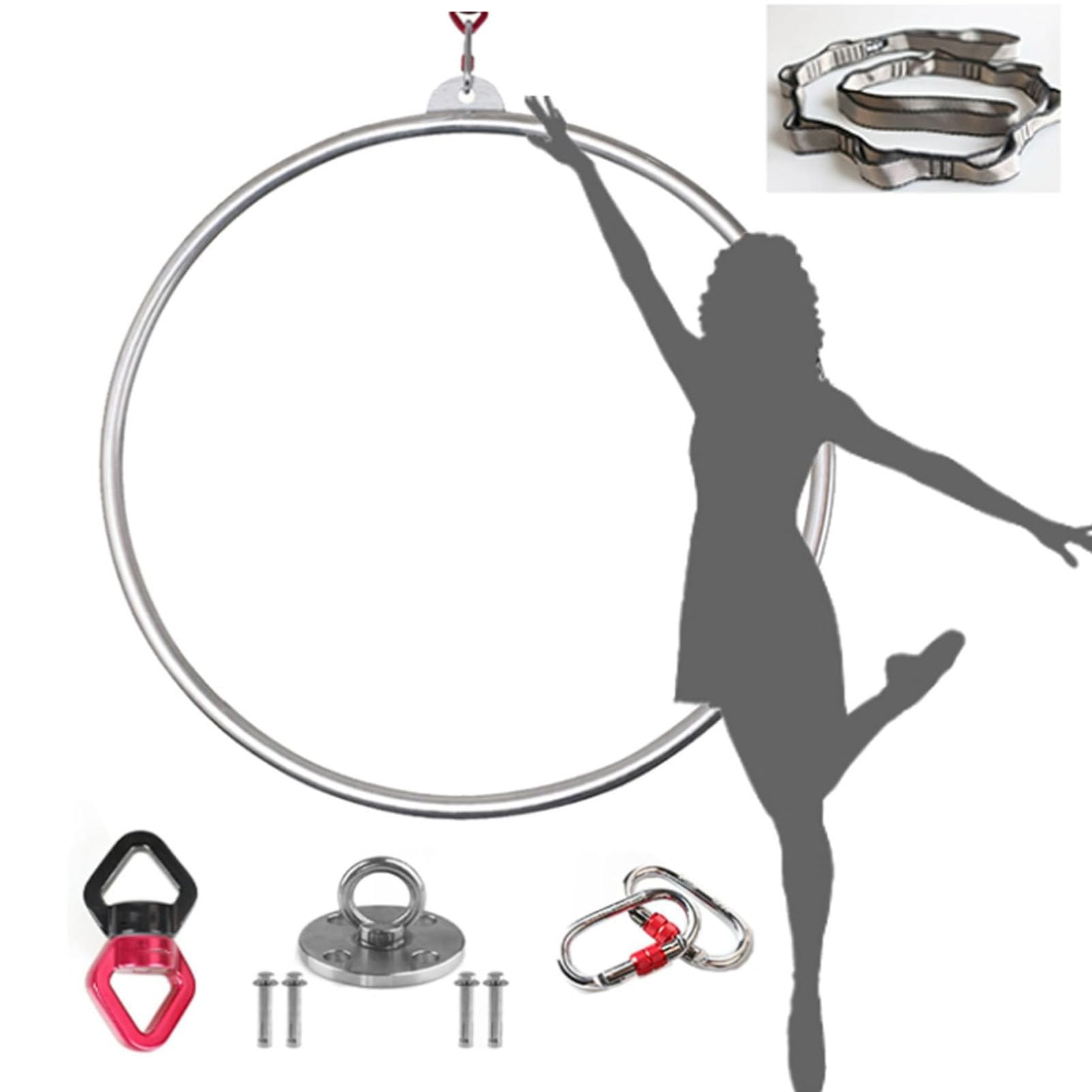 Aerial Hoop Set, Professionelles Fitness-Kit für Akrobatik, komplette Rigging-Hardware inklusive, ideal für Yoga- und Tanzübungen