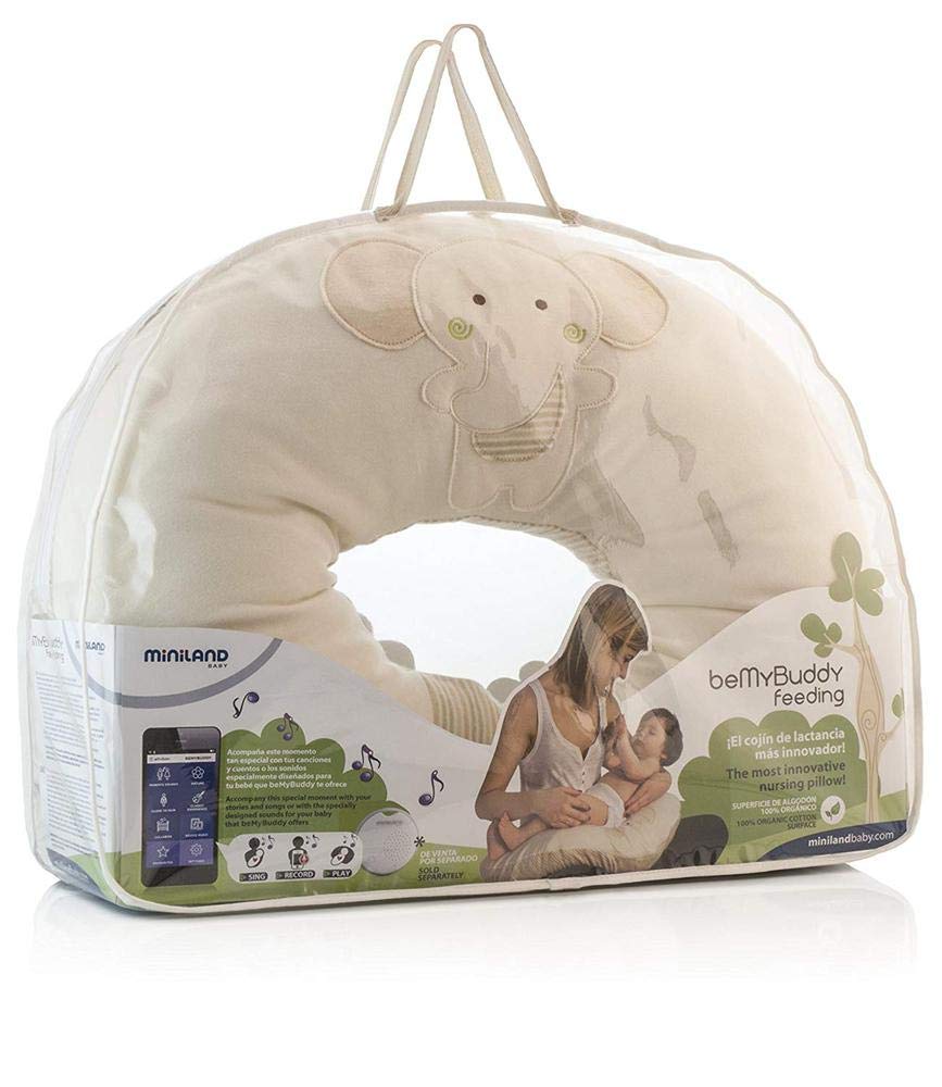 Cuscino per Allattamento con Diverse Modalità di Utilizzazione per la Mamma e il Bebè Cotone 100% Organico Miniland 89162, Beige