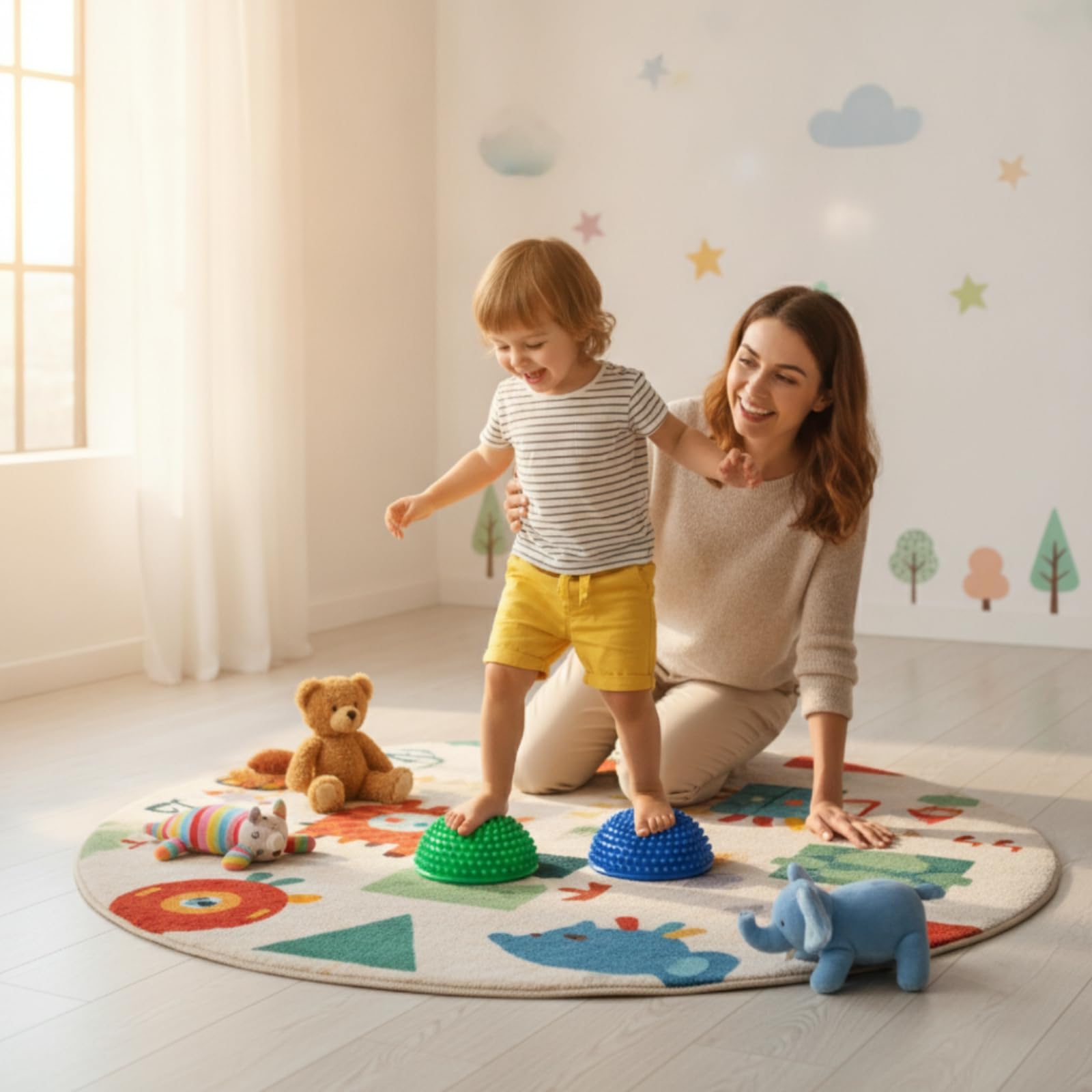4 Piezas Pelota Sensorial para Niños con de Equilibrio Semiesferas Piedras Sensoriales Recubrimiento Bumpy en PVC Apto para Propiocepción Fortalecimiento de la Juegos de Movimiento en Casa