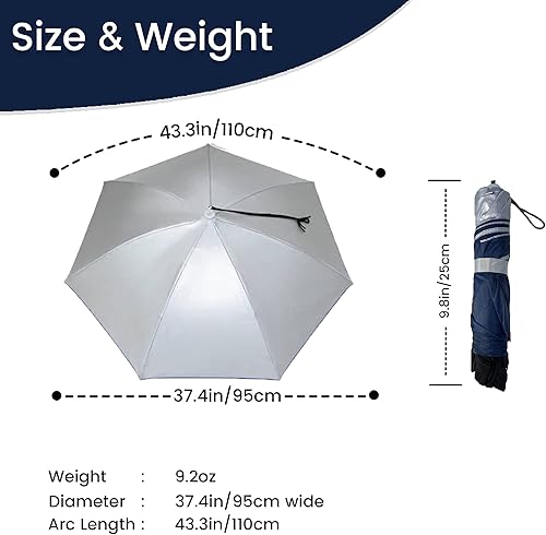 Miniatura 3 de Mifashion Sombreros de paraguas de pesca, sombreros de paraguas plegable para jardinería, gorra de lluvia ajustable, multifuncional, para