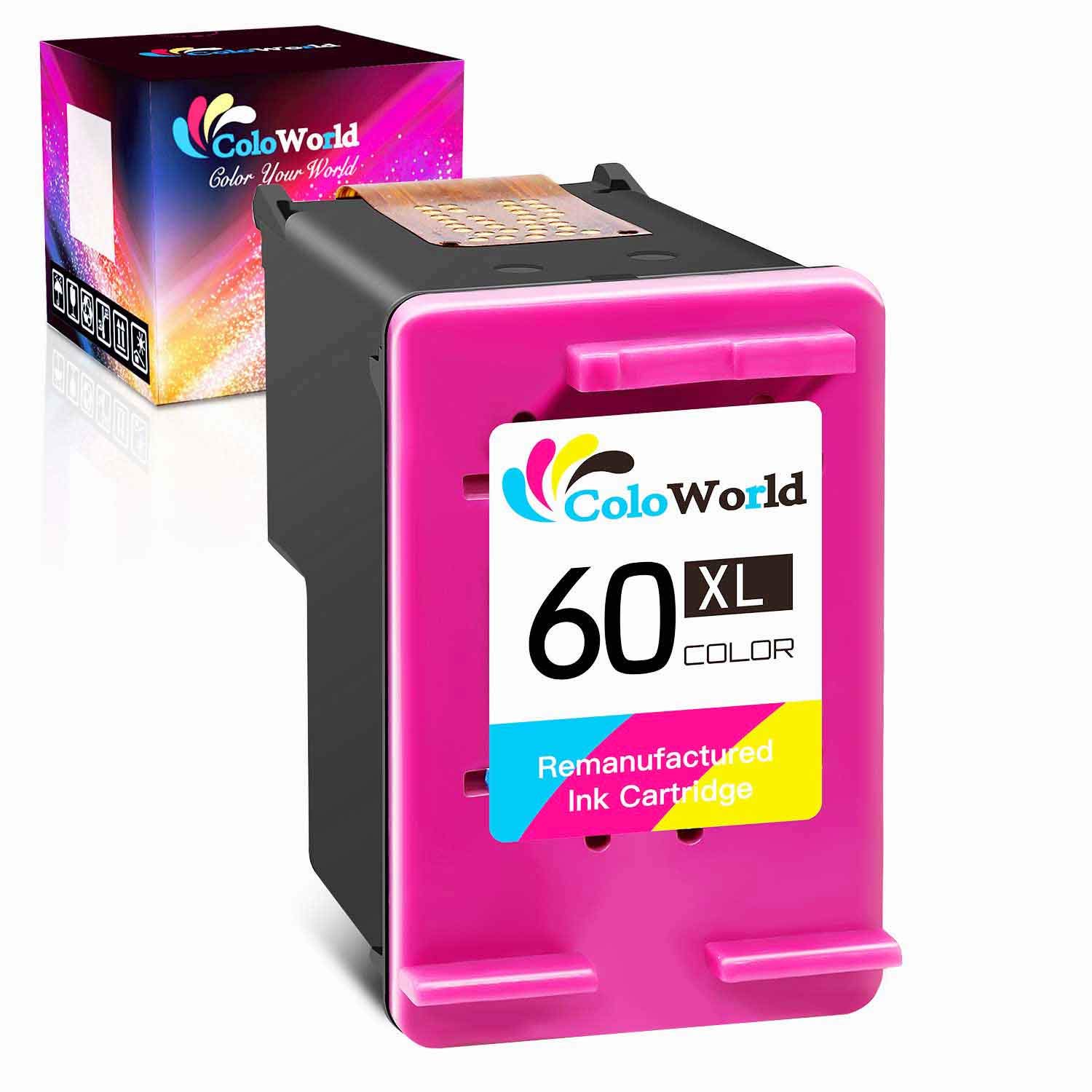 ColoWorld Remanufactured Ink Cartridge Replacement for HP 60XL 60 XL Work with PhotoSmart C4700 C4780 C4680 D110a DeskJet F4235 F4580 D2680 F2430 F4210 D1660 F4480 Envy 120 100 Printer (1 Color )