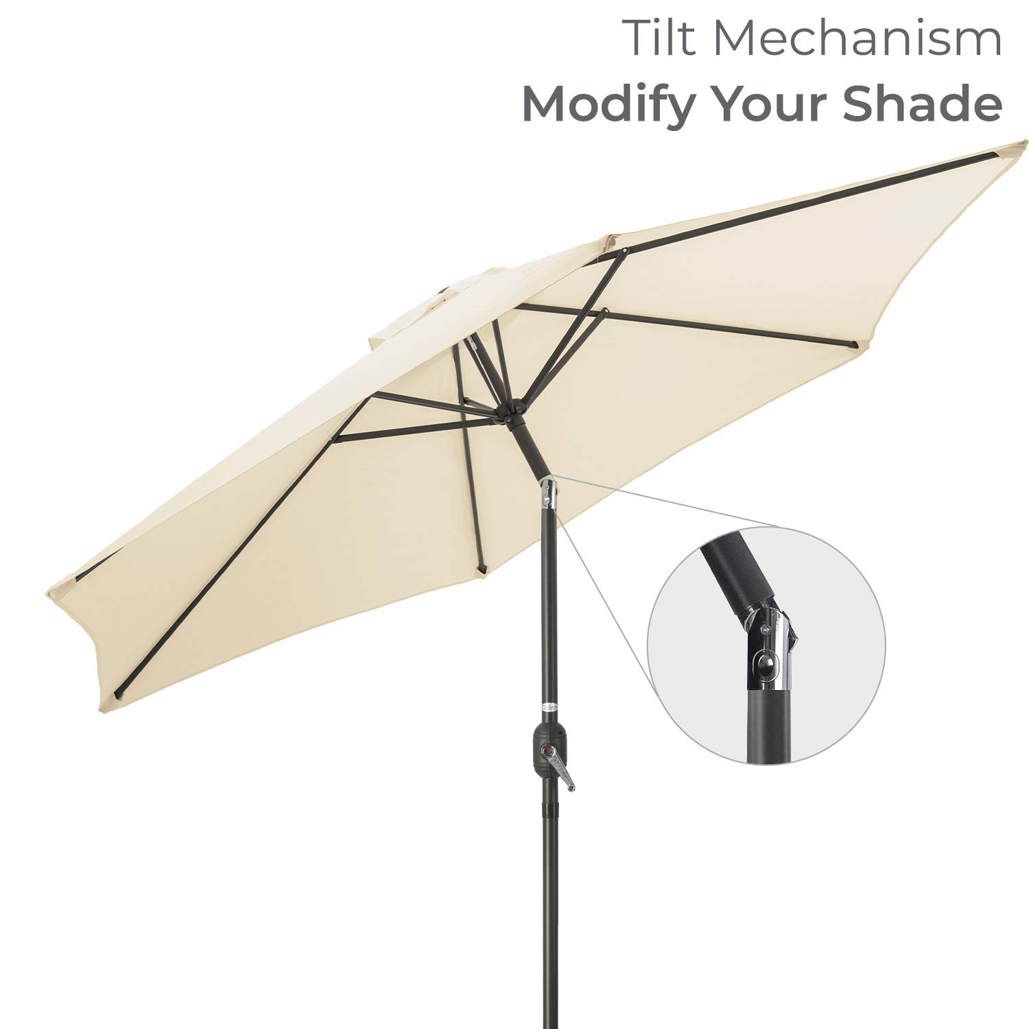 CHRISTOW Tilting Garden Parasol Umbrella 2.7m, Large Outdoor Sun Shade