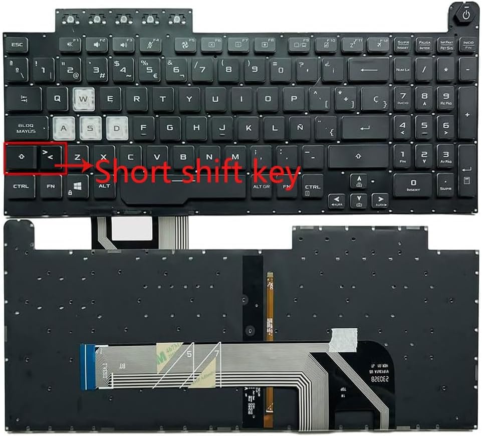 Teclado para ASUS TUF Gaming A15 FA566IH retroiluminado con diseño en español teclas cortas