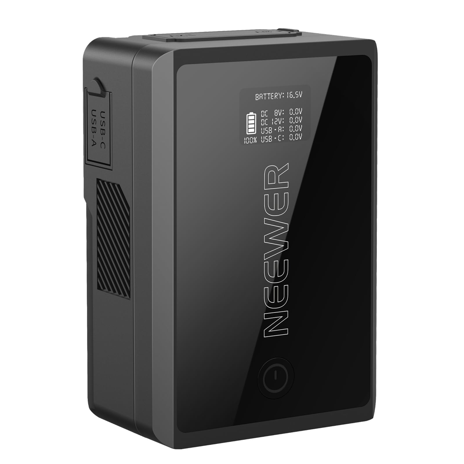 NEEWER Mini V Mount Akku mit D Tap/USB C/USB A/BP/ 2 DC Anschlüssen OLED Bildschirm 3450mAh 50Wh 14,54V V Lock Battery unterstützt 45W PD Schnellladung für Kamera Monitor Camcorder Videoleuchte PS050E