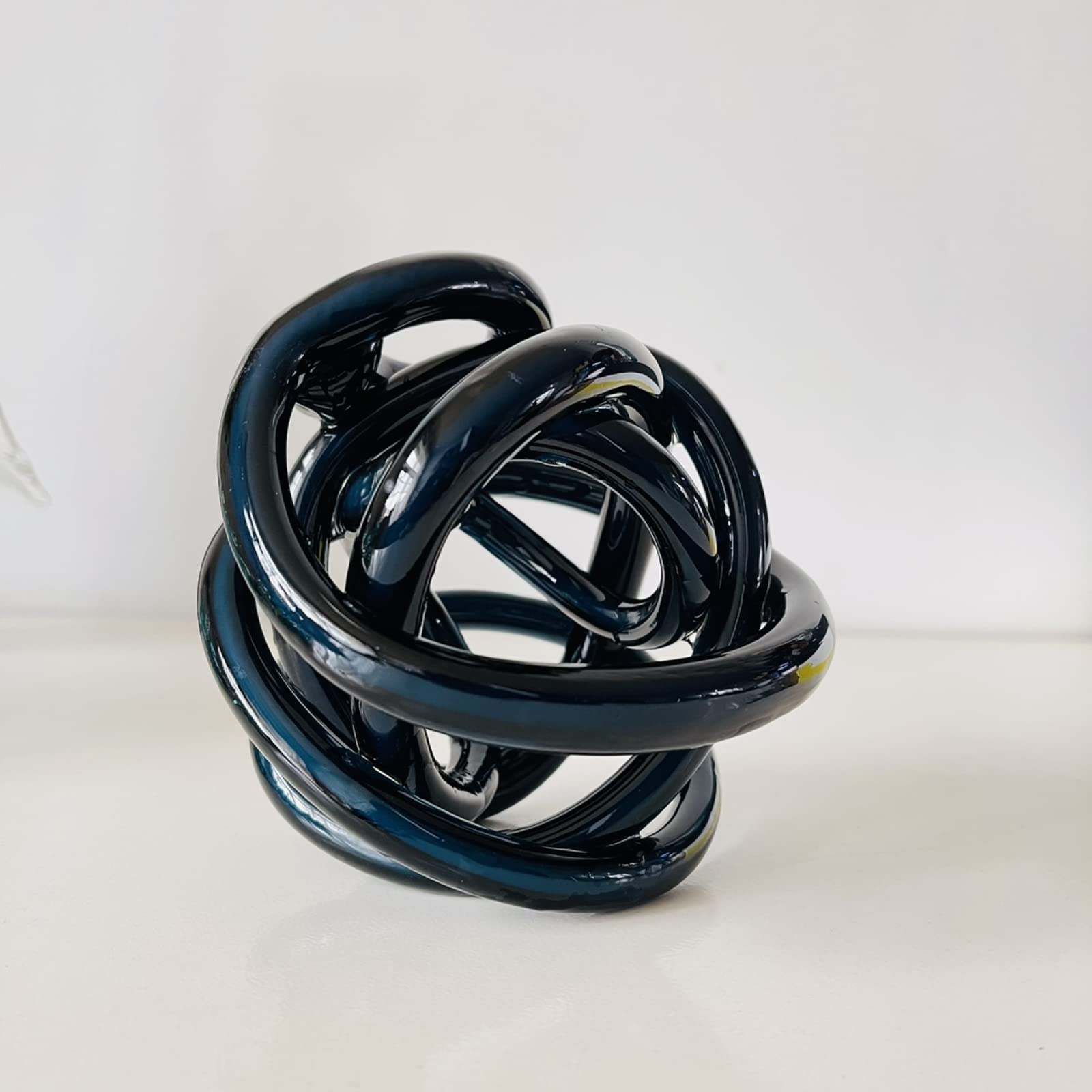 Handgefertigte Schwarze Spiralfigur aus Glas mundgeblasenes Glas glasiert Briefbeschwerer Geschenk für Geburtstag Heimdekoration Tischdekoration