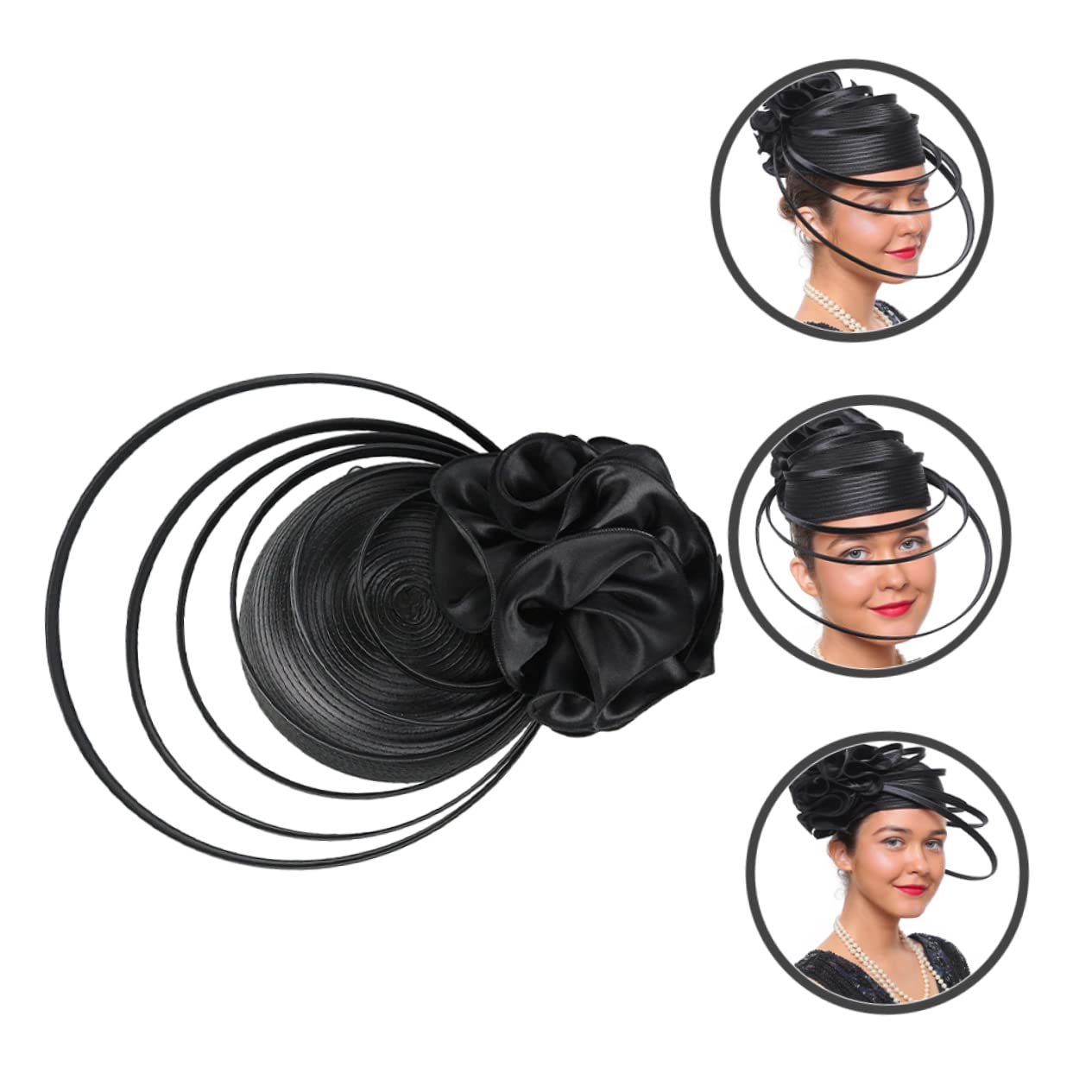 GALPADA Fascinator da Donna Nero, Cerchietto Raffinato in Poliestere e ABS, Leggero e Confortevole, per Matrimonio e tè, Stile Chic e Raffinato