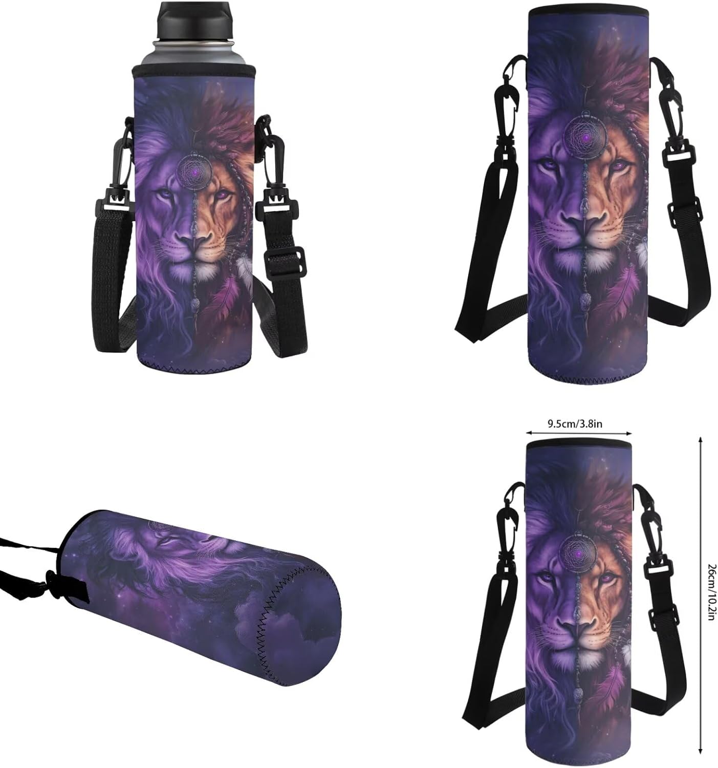 Uourmeti Galaxy Lion Backpack Sets for Boys Girls 6-8 Bookbag with Lunch Box Big Kids School Bag Set 4pcs Pen Case Water Bottle Hodler Back To School Gifts