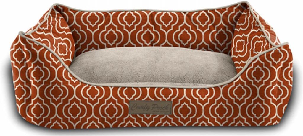 Pet Trendy Modern Chic Trellis Thick Bolstered-Microfiber Machine-Washable Pet Bed for Dog and Cat, 20-Inch x 28-Inch x 8-Inch, Spice
