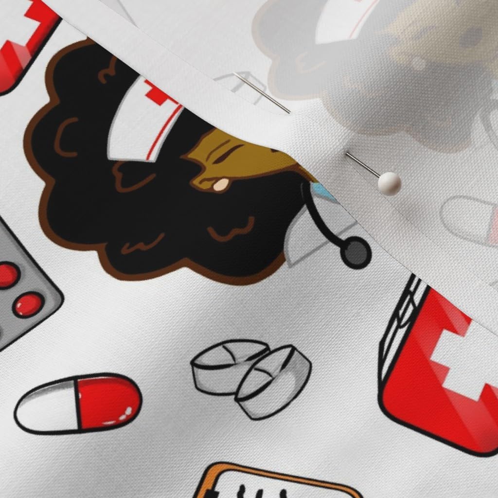 Spoonflower Fabric - Black Women Doctor Medium Medical Nurse Hospital Face Printed on Petal Signature Cotton Fabric by The Yard - Sewing Quilting Apparel Crafts Decor