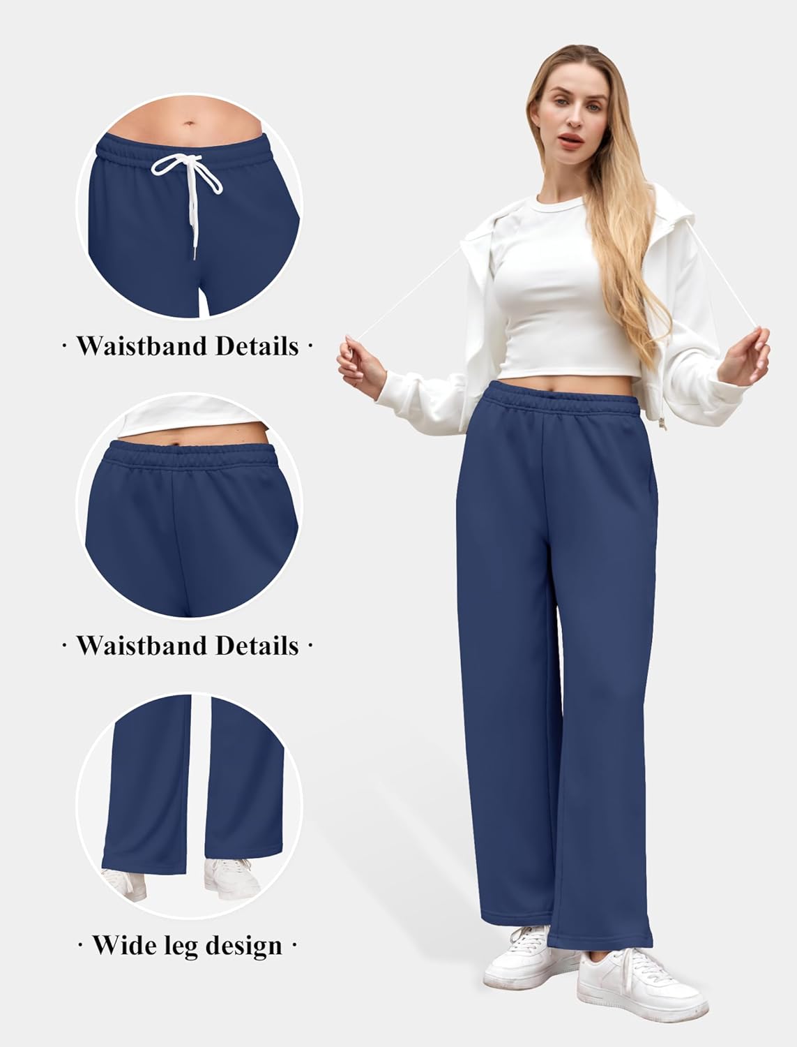 Womens Sweatpants Wide Leg Drawstring Workout Casual Baggy Pants High Waist with Pockets - Image 5