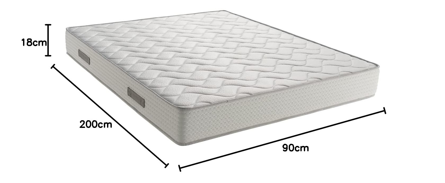 EVERGREENWEB - Pojedynczy materac 230 x 508 cm pianka z pamięcią kształtu z 7 różnymi obszarami ortopedycznymi. Hipoalergiczna i oddychająca powłoka. Wyprodukowano we Włoszech, 100%, z bezpłatną poduszką z pamięcią kształtu, City Plus