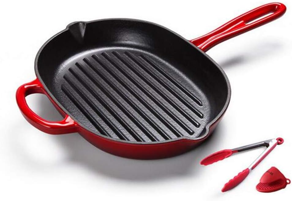 NUOZ Round Cast Iron Grill Pan Amazon.co.uk Home & Kitchen