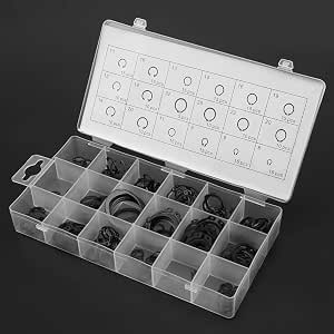 Lot De 350 Circlips Externes M2.5 à M10 - Acier Inoxydable 304 Et Acier Noir 65Mn, Neuf, Système Métrique