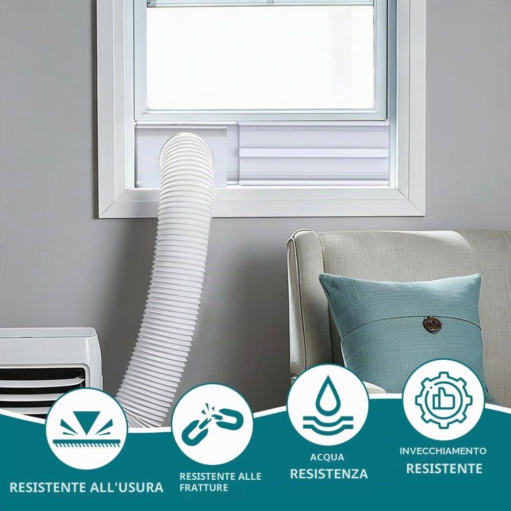 Kit Finestra Condizionatore Portatile, 6 Pezzi Condizionatore d'aria portatile Windows Vent Kit, Condizionatore Portatile Kit Finestra con Diametro di 15 cm, 43–225 cm (17–88.6 Pollici)
